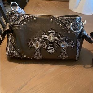 Grey cross designed purse